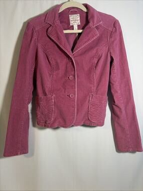 Aeropostale Pink Corduroy Blazer Sz Large Y2K Vintage Pockets 3 Button